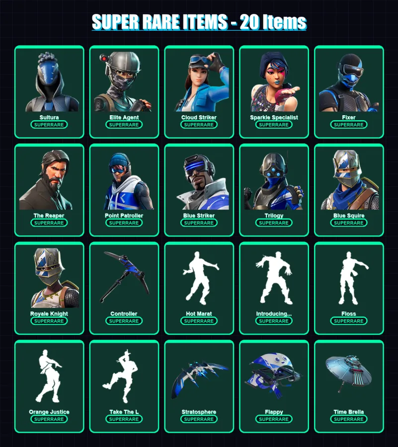 [PS4/PS5/XBOX/PC] | Sultura | Elite Agent | Cloud Striker | Sparkle Specialist | Fixer | 127 skin | 165 pickaxe | 141 emote | 150 glider | Lv2119