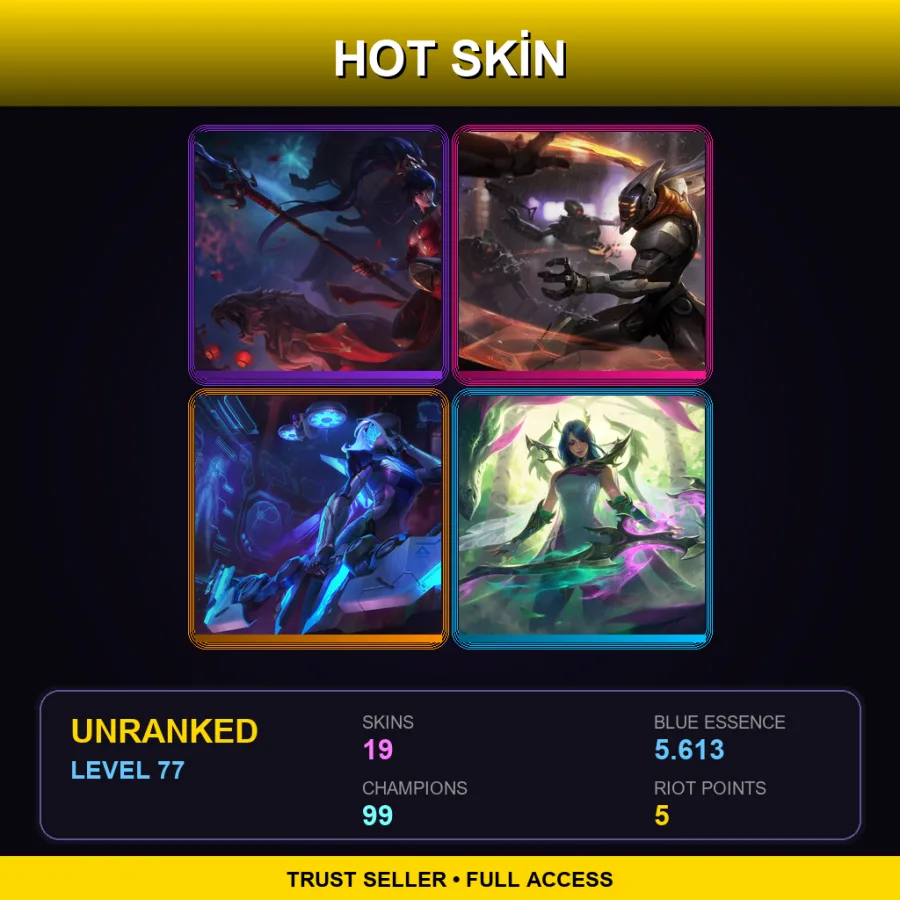 EUNE | Lv77 | Unranked | 19 Skin | 99 Champ