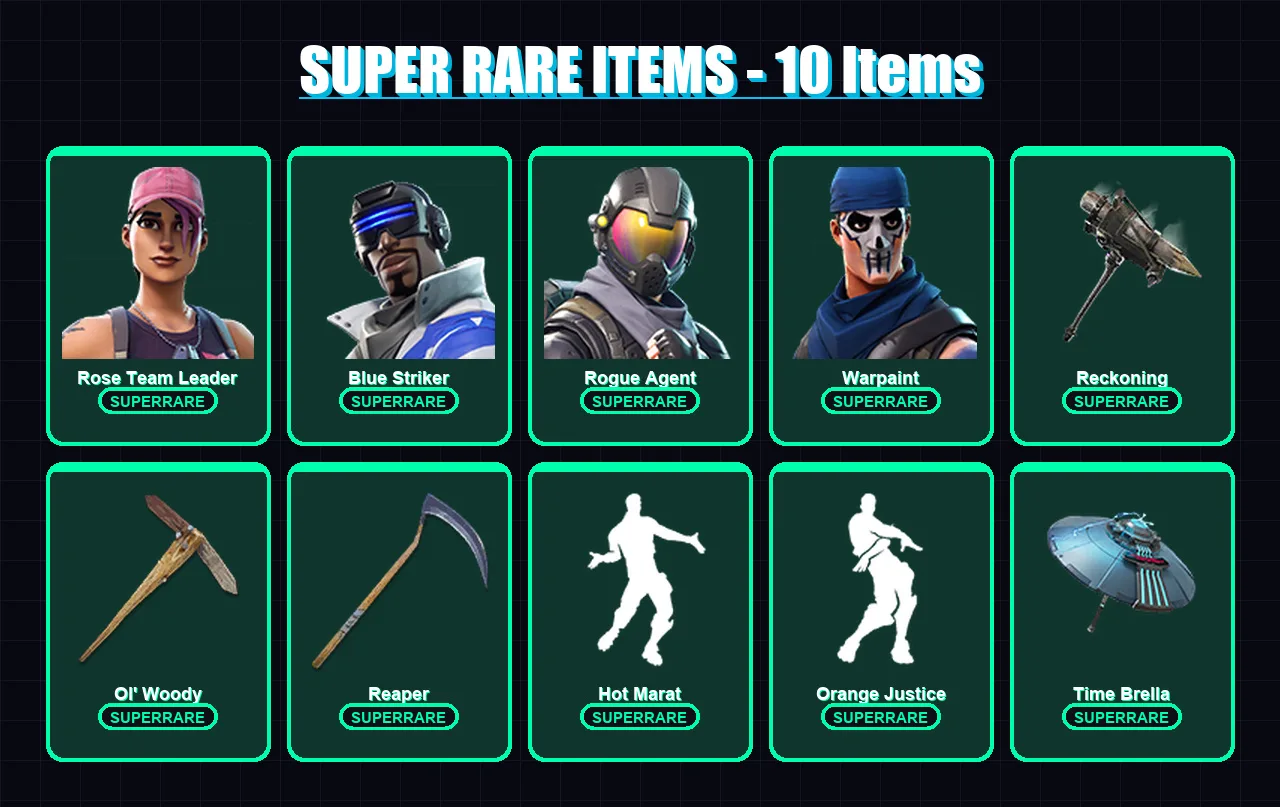 [PS4/PS5/XBOX/PC] | Rose Team Leader | Blue Striker | Rogue Agent | Warpaint | Drift | 157 skin | 205 pickaxe | 184 emote | 179 glider | Lv3028