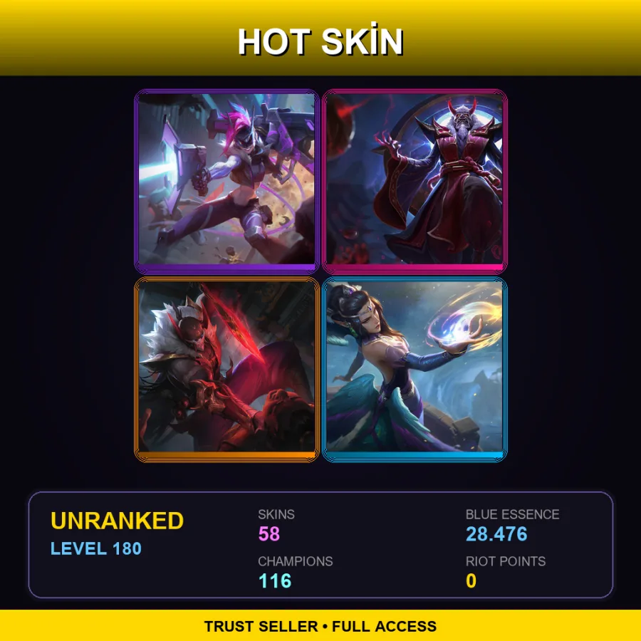 LAS | Lv180 | Unranked | 58 Skin | 116 Champ