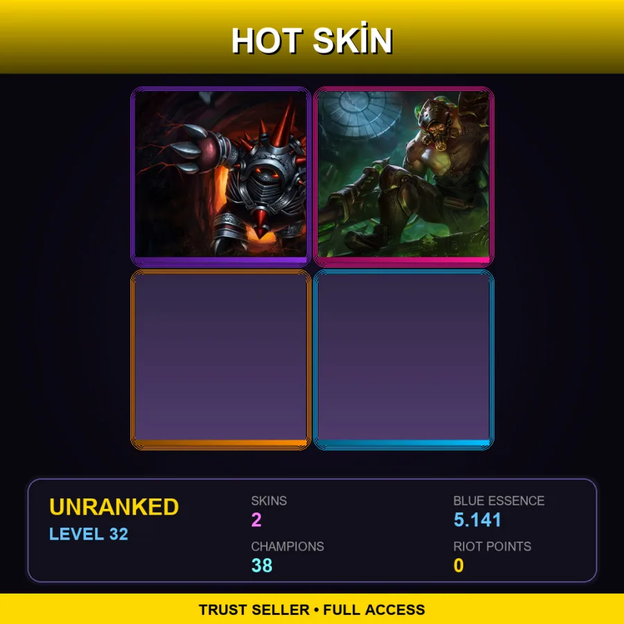 EUW | Lv32 | Unranked | 2 Skin | 38 Champ