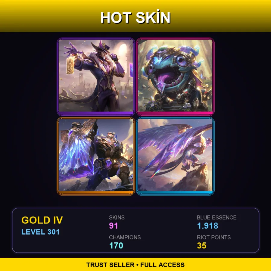 LAN | Lv301 | Gold IV | 91 Skin | 170 Champ