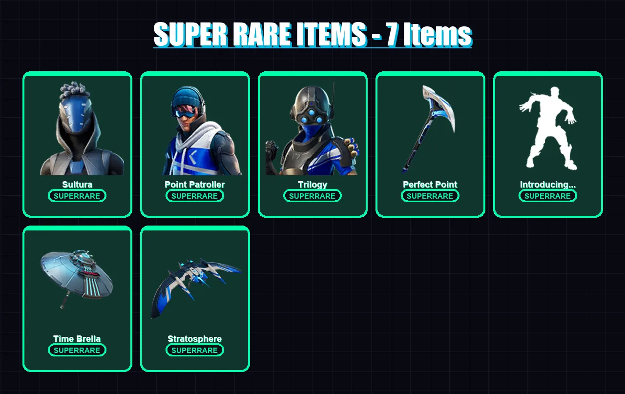 [PS4/PS5/XBOX/PC] | Sultura | Point Patroller | Trilogy | The Scientist | Deadpool | 108 skin | 120 pickaxe | 117 emote | 97 glider | Lv1523