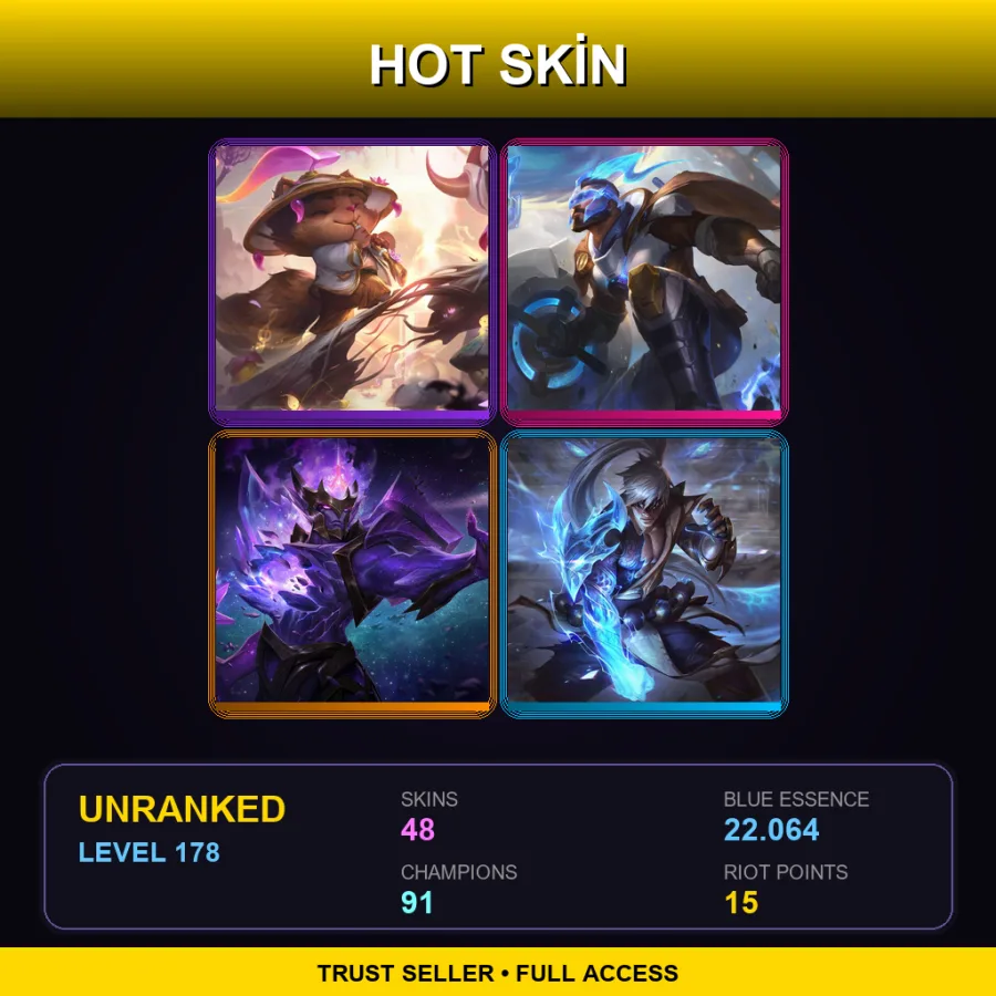 LAS | Lv178 | Unranked | 48 Skin | 91 Champ — LoL account