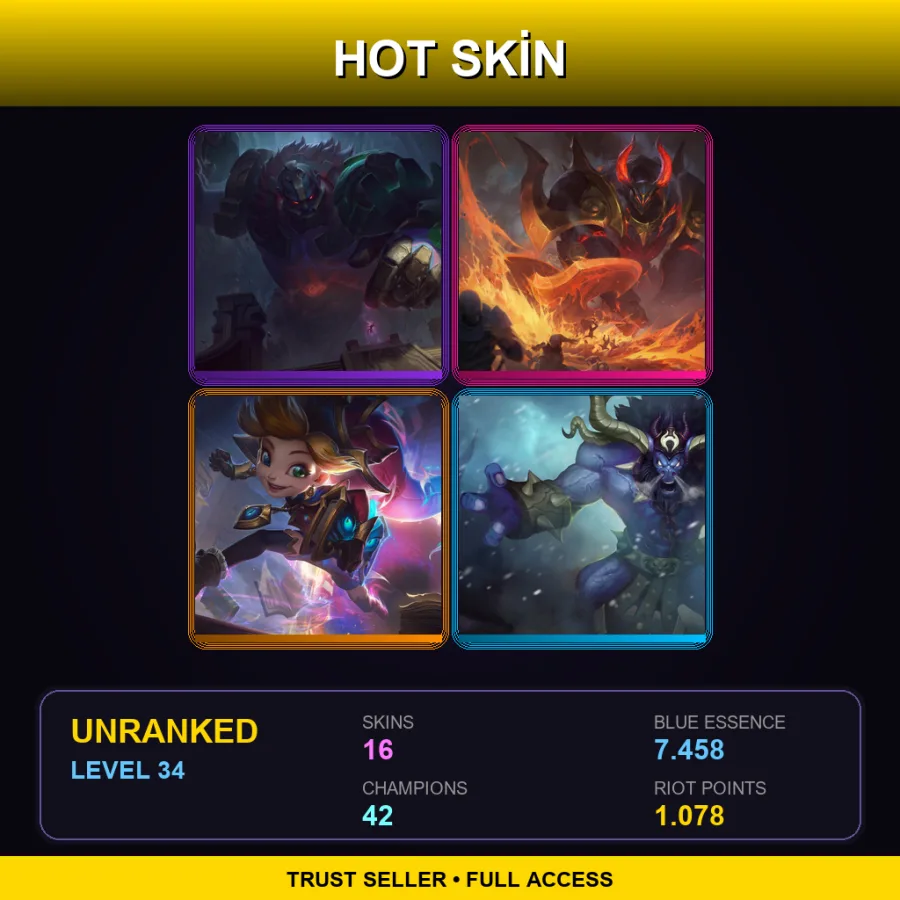 NA | Lv34 | Unranked | 16 Skin | 42 Champ