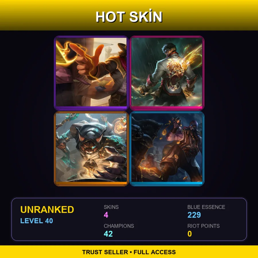 EUW | Lv40 | Unranked | 4 Skin | 42 Champ