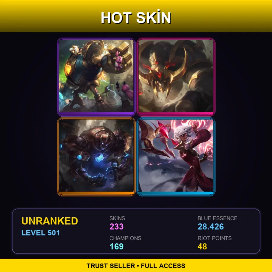 SG | Lv501 | Unranked | 233 Skin | 169 Champ