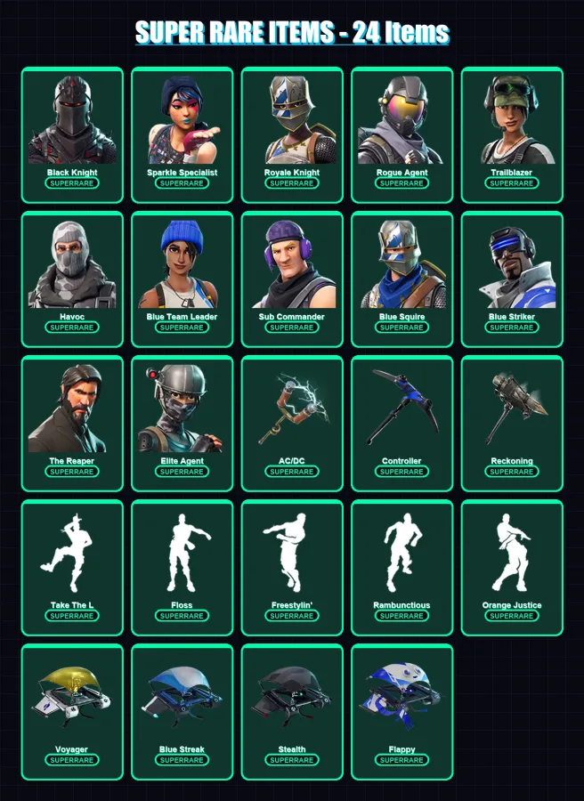 [PC/XBOX/PSN] | Black Knight | Sparkle Specialist | Royale Knight | Rogue Agent | Trailblazer | 44 skin | 36 pickaxe | 51 emote | 34 glider | Lv314