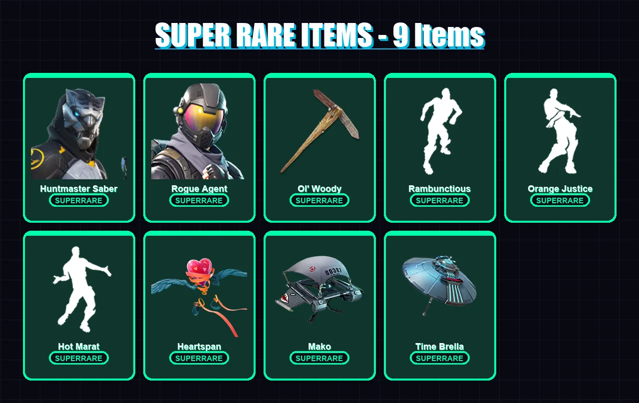 [PC/PSN] | Huntmaster Saber | Rogue Agent | The Foundation | Enforcer | Drift | 186 skin | 211 pickaxe | 253 emote | 147 glider | Lv1813