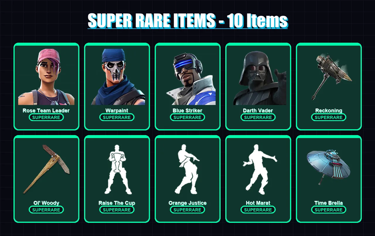 [PS4/PS5/XBOX/PC] | Rose Team Leader | Warpaint | Blue Striker | Darth Vader | Zenith | 71 skin | 97 pickaxe | 86 emote | 91 glider | Lv1029