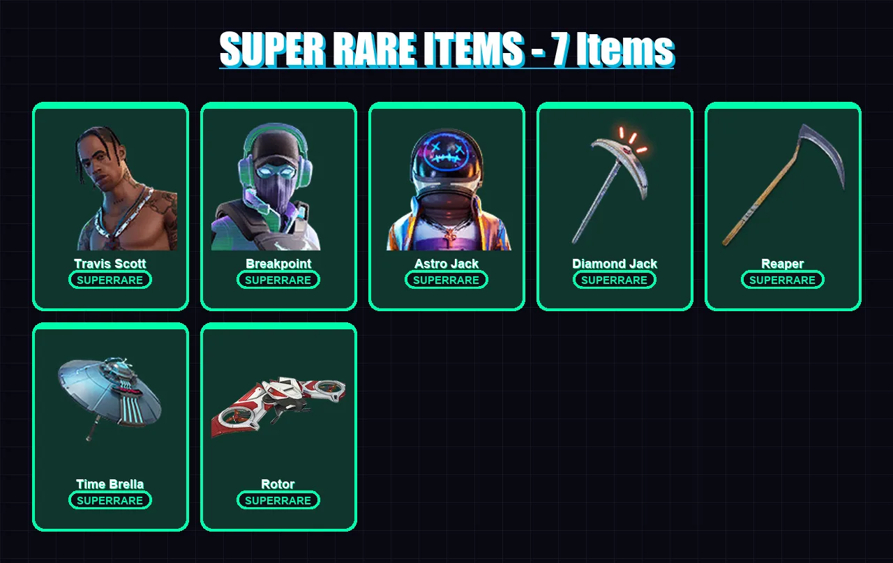 [PC/XBOX/PSN] | Travis Scott | Breakpoint | Astro Jack | Ark | Fade | 88 skin | 127 pickaxe | 84 emote | 103 glider | Lv1848