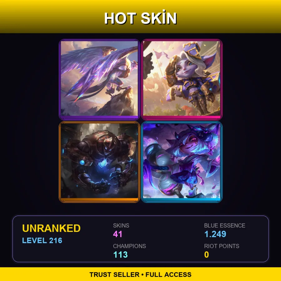 LAN | Lv216 | Unranked | 41 Skin | 113 Champ — LoL account
