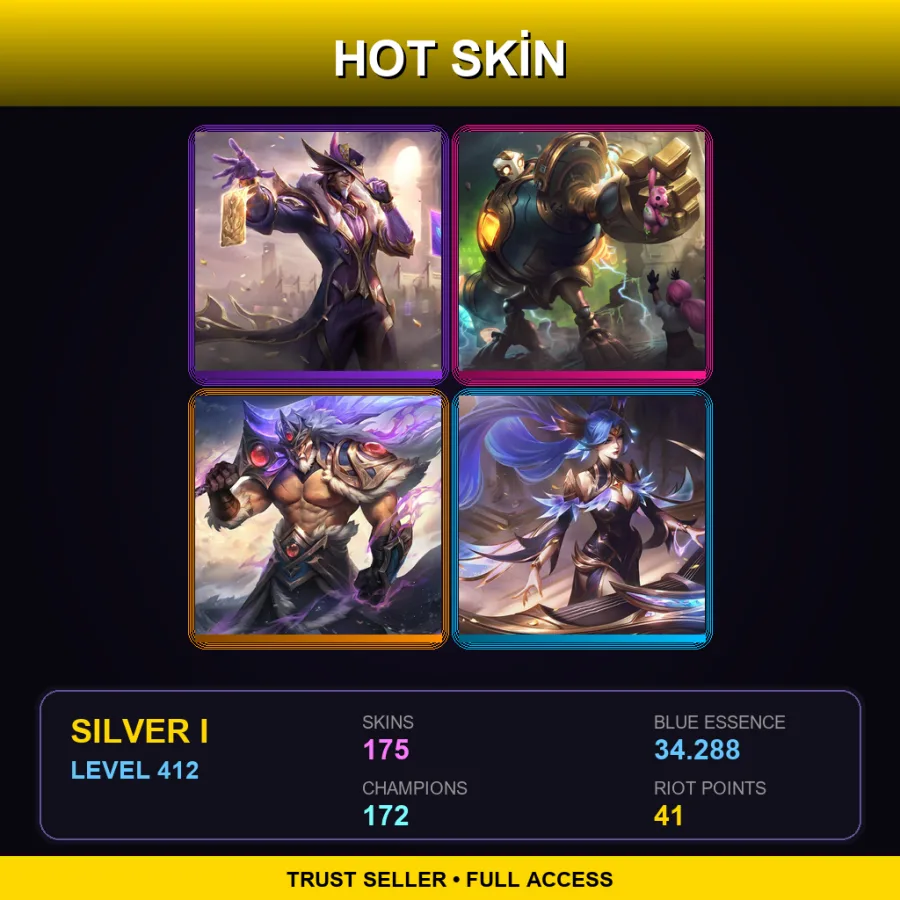 EUNE | Victorious Twisted Fate | Victorious Blitzcrank | Victorious Tryndamere | Victorious Sona | 175 Skin | 172 Champ | Silver I | Lv412