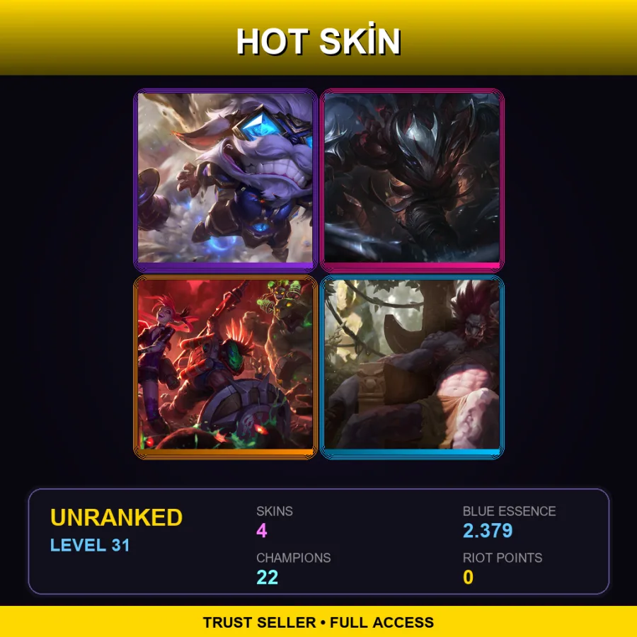 LAN | Lv31 | Unranked | 4 Skin | 22 Champ — LoL account