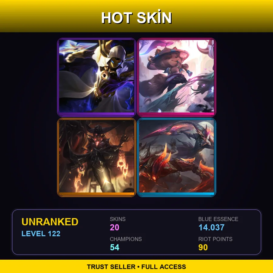 EUW | Lv122 | Unranked | 20 Skin | 54 Champ
