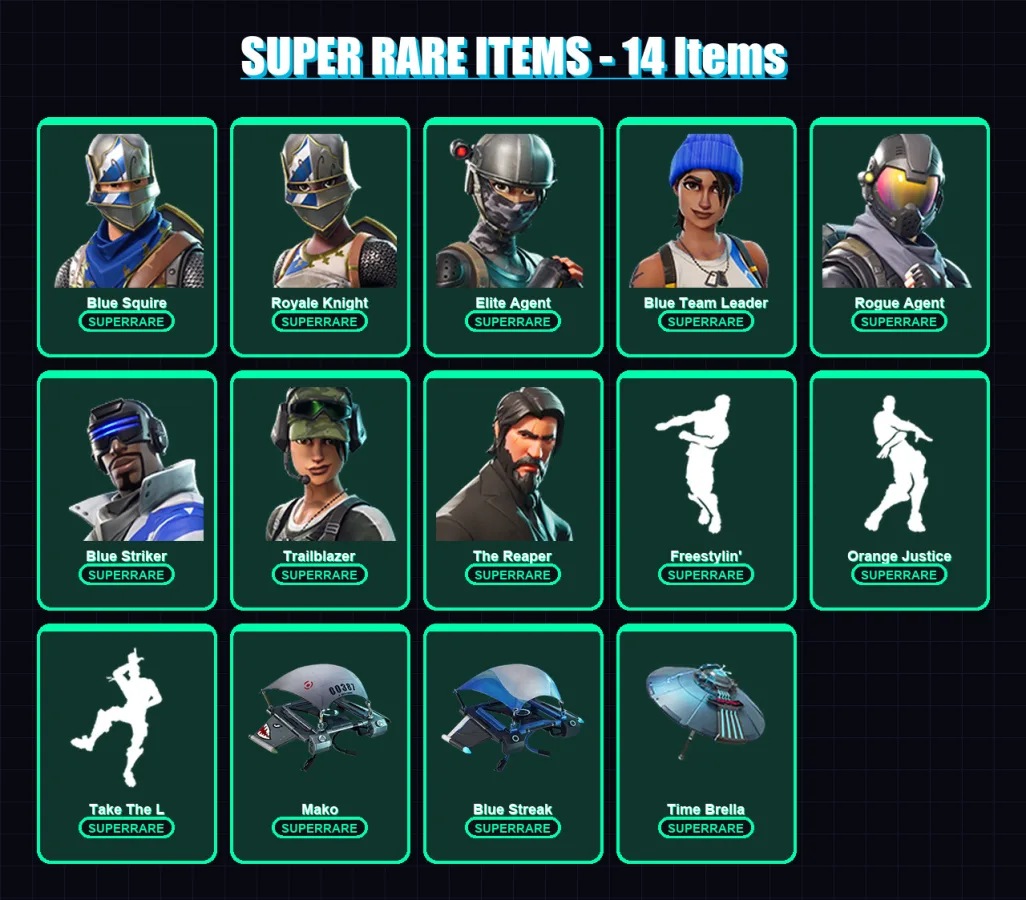 [PC/XBOX] | Blue Squire | Royale Knight | Elite Agent | Blue Team Leader | Rogue Agent | 47 skin | 36 pickaxe | 54 emote | 44 glider | Lv735