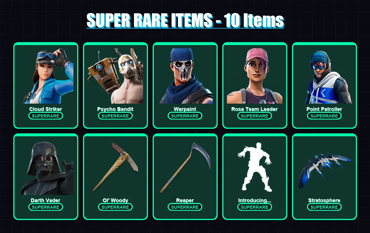 [PC/XBOX] | Cloud Striker | Psycho Bandit | Warpaint | Rose Team Leader | Point Patroller | 174 skin | 201 pickaxe | 159 emote | 150 glider | Lv2344 — Game account