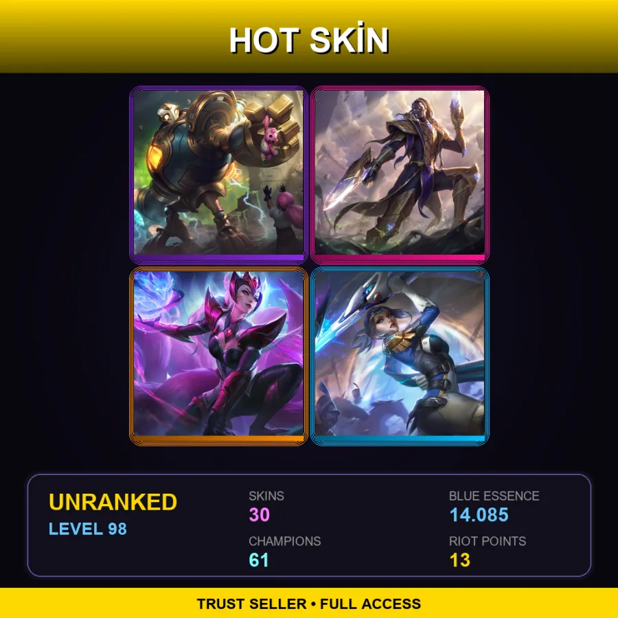 LAS | Lv98 | Unranked | 30 Skin | 61 Champ