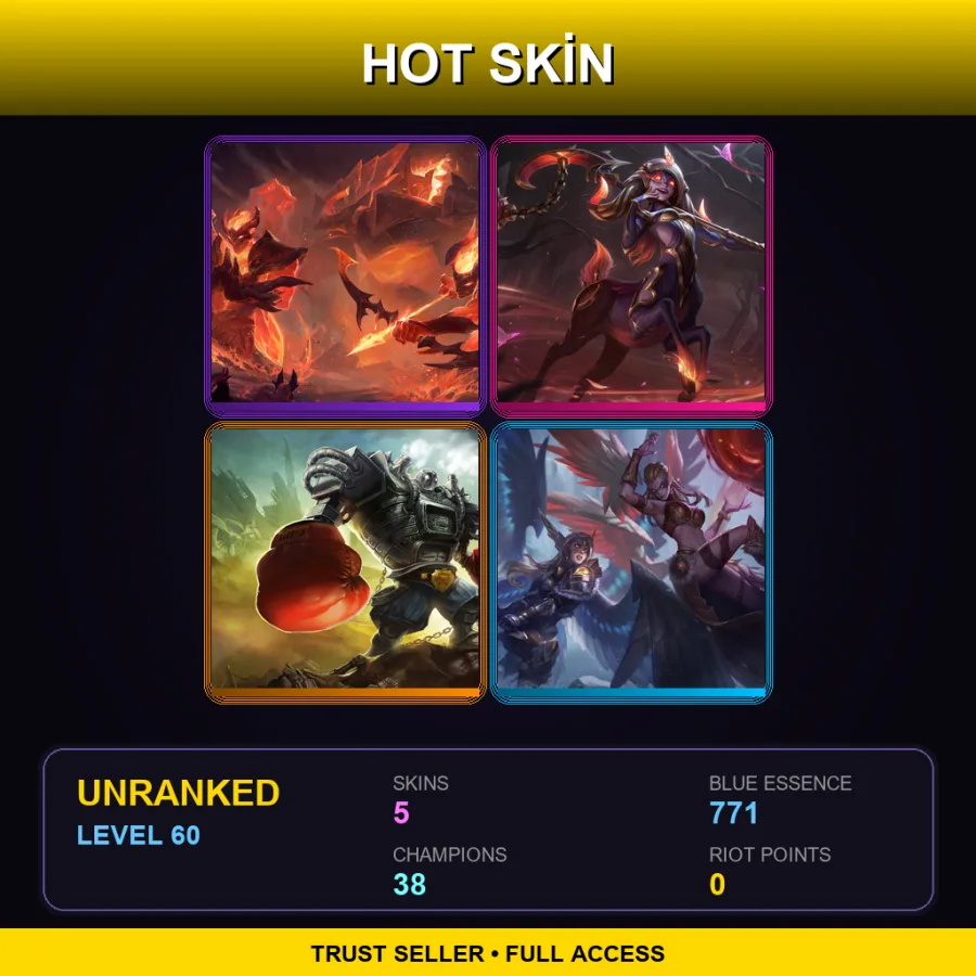 EUW | Lv60 | Unranked | 5 Skin | 38 Champ