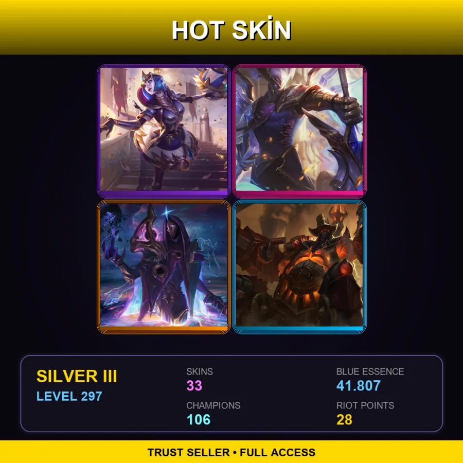 EUNE | Lv297 | Silver III | 33 Skin | 106 Champ