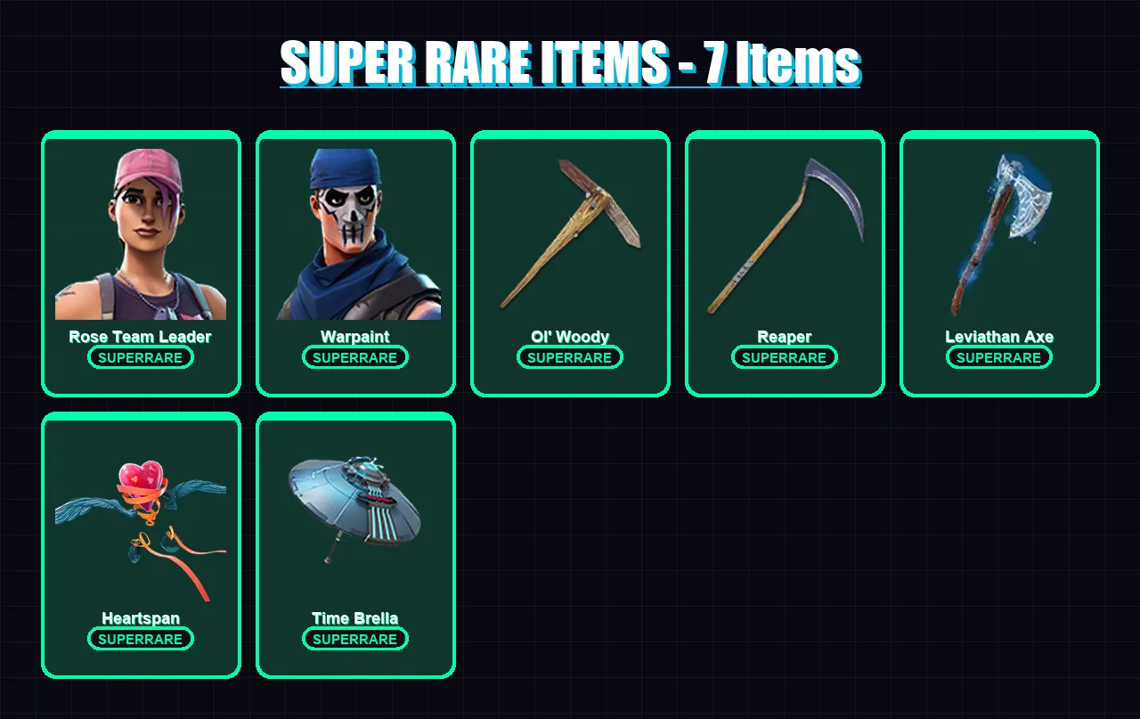 [PC] | Rose Team Leader | Warpaint | Blackheart | Lynx | Zenith | 190 skin | 222 pickaxe | 166 emote | 166 glider | Lv2004