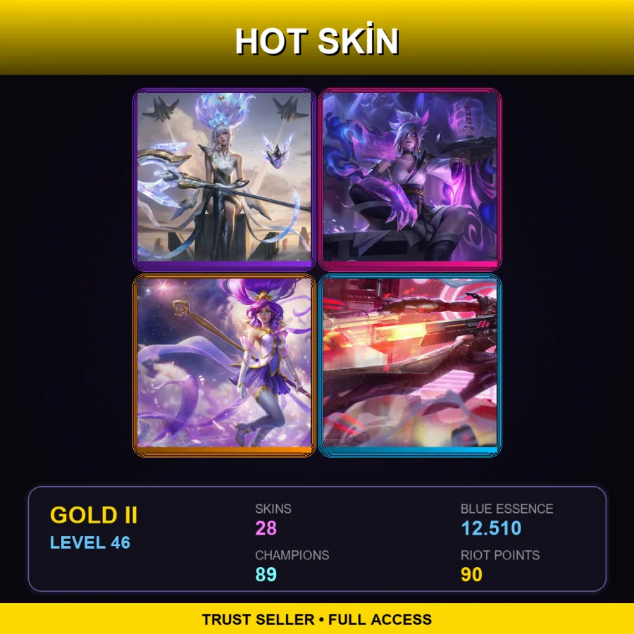 EUW | Lv46 | Gold II | 28 Skin | 89 Champ