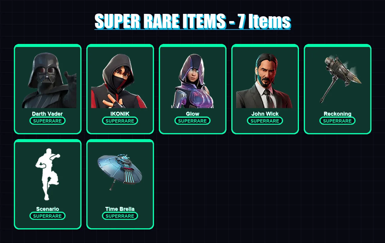 [PC/XBOX/PSN] | Darth Vader | IKONIK | Glow | John Wick | Valeria | 231 skin | 232 pickaxe | 134 emote | 127 glider | Lv1618