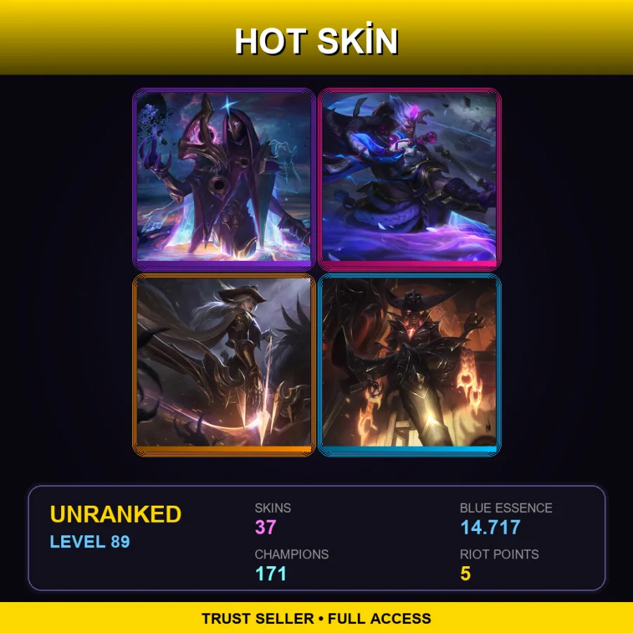 TW | Lv89 | Unranked | 37 Skin | 171 Champ — Unranked / Smurf League of Legends
