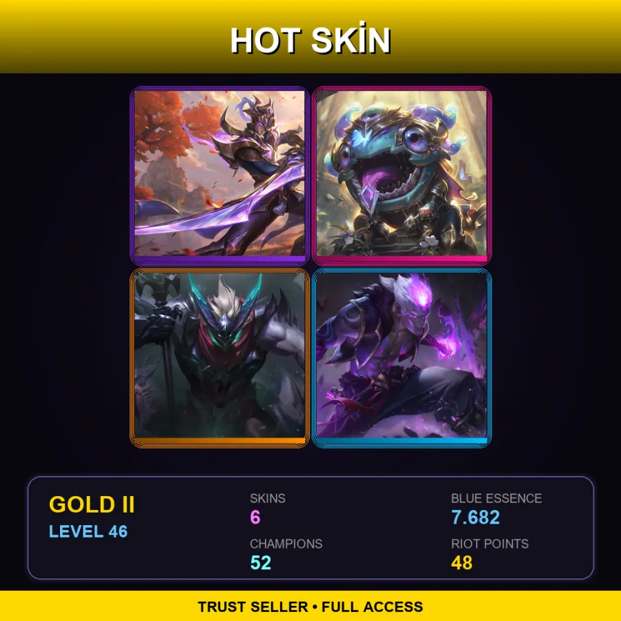 EUW | Lv46 | Gold II | 6 Skin | 52 Champ