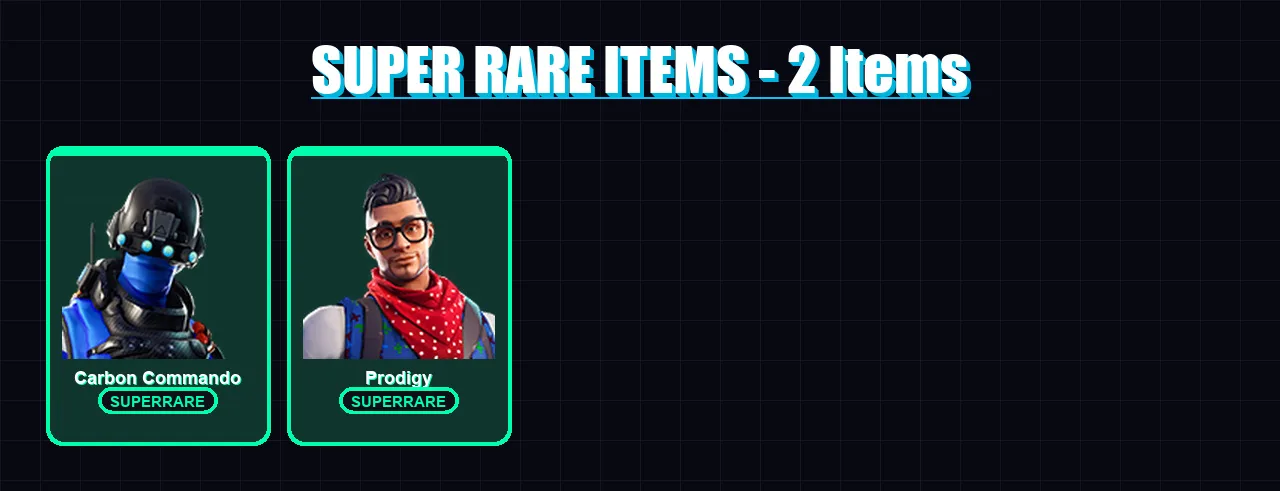 [PC/XBOX/PSN] | Carbon Commando | Prodigy | Blackheart | Hybrid | Cobalt | 6 skin | 15 pickaxe | 17 emote | 21 glider | Lv310