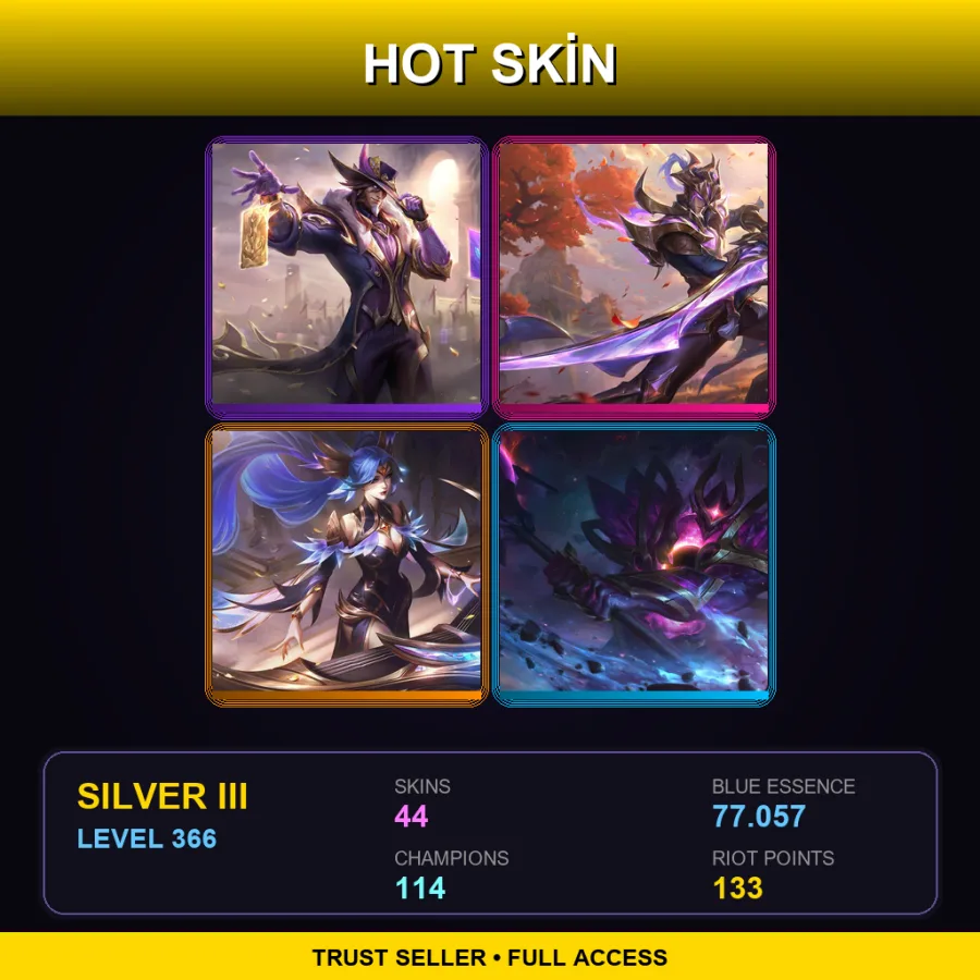EUW | Lv366 | Silver III | 44 Skin | 114 Champ