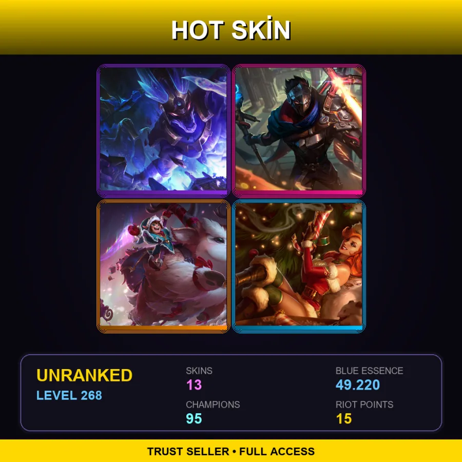 EUW | Lv268 | Unranked | 13 Skin | 95 Champ