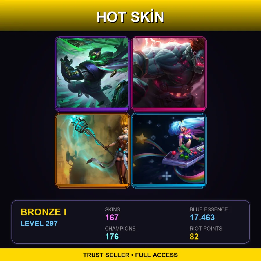 EUW | Lv297 | Bronze I | 167 Skin | 176 Champ