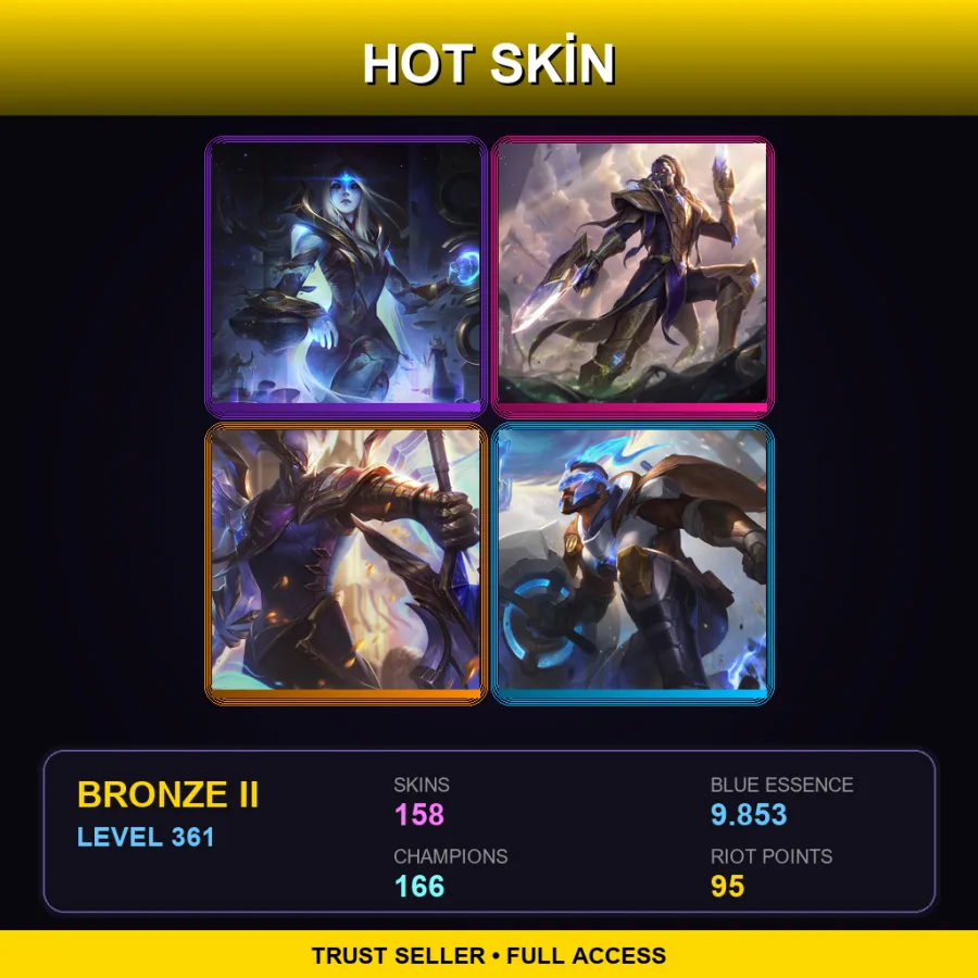 BR | Lv361 | Bronze II | 158 Skin | 166 Champ — LoL account