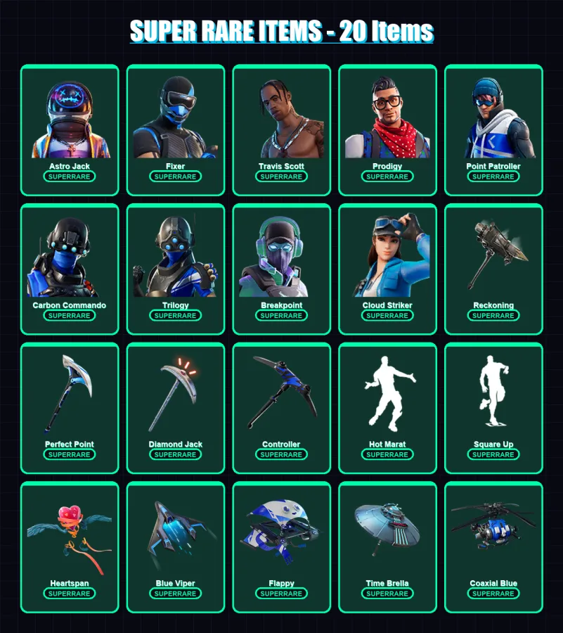 [PS4/PS5/XBOX/PC] | Astro Jack | Fixer | Travis Scott | Prodigy | Point Patroller | 104 skin | 104 pickaxe | 101 emote | 108 glider | Lv1287