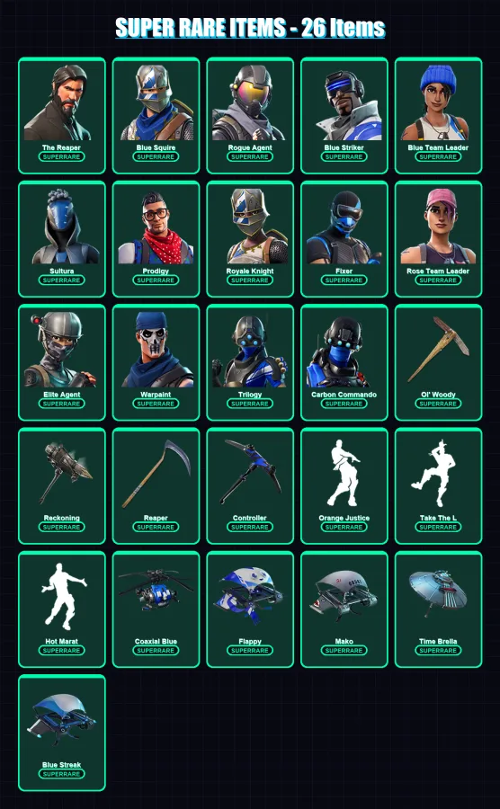 [PS4/PS5/XBOX/PC] | The Reaper | Blue Squire | Rogue Agent | 194 skin | Lv1230
