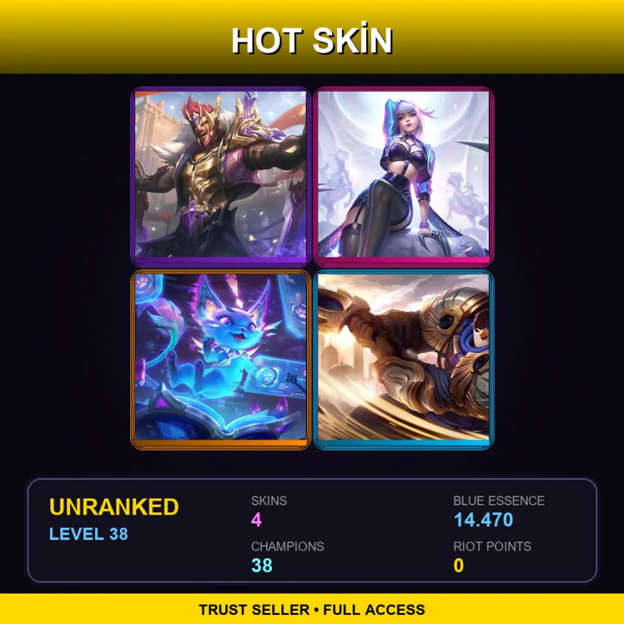 EUW | Lv38 | Unranked | 4 Skin | 38 Champ — Cyber Cat Yuumi