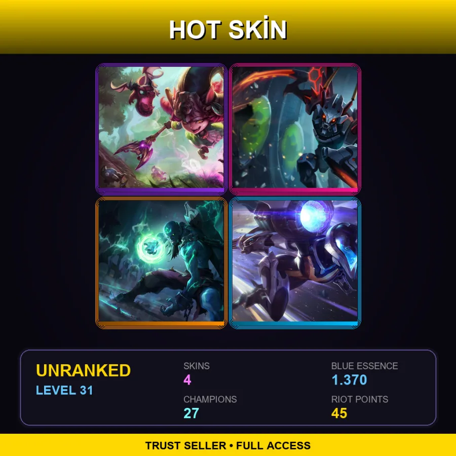 EUW | Lv31 | Unranked | 4 Skin | 27 Champ