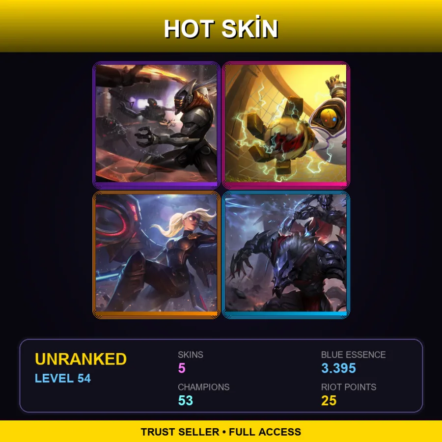 EUW | Lv54 | Unranked | 5 Skin | 53 Champ — LoL account