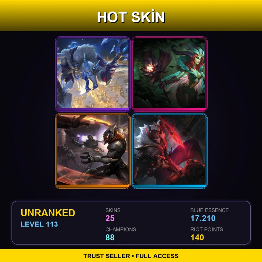 LAN | Lv113 | Unranked | 25 Skin | 88 Champ