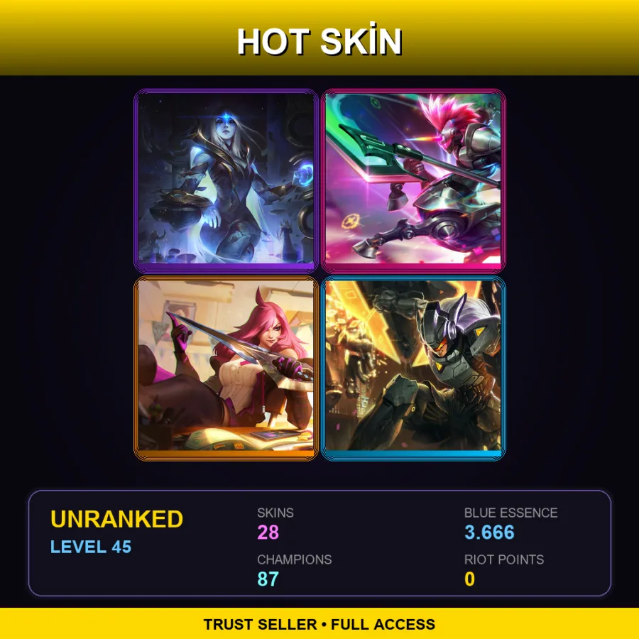 VN | Lv45 | Unranked | 28 Skin | 87 Champ