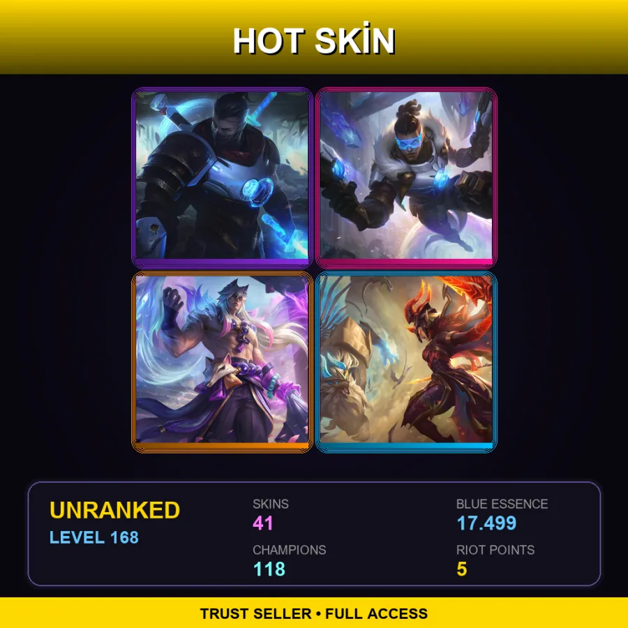 TR | Lv168 | Unranked | 41 Skin | 118 Champ — LoL account