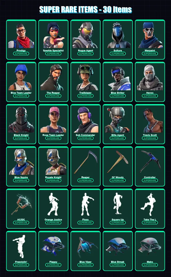 [PS4/PS5/XBOX/PC] | Prodigy | Sparkle Specialist | Rogue Agent | Sultura | Warpaint | 120 skin | 103 pickaxe | 85 emote | 77 glider | Lv903