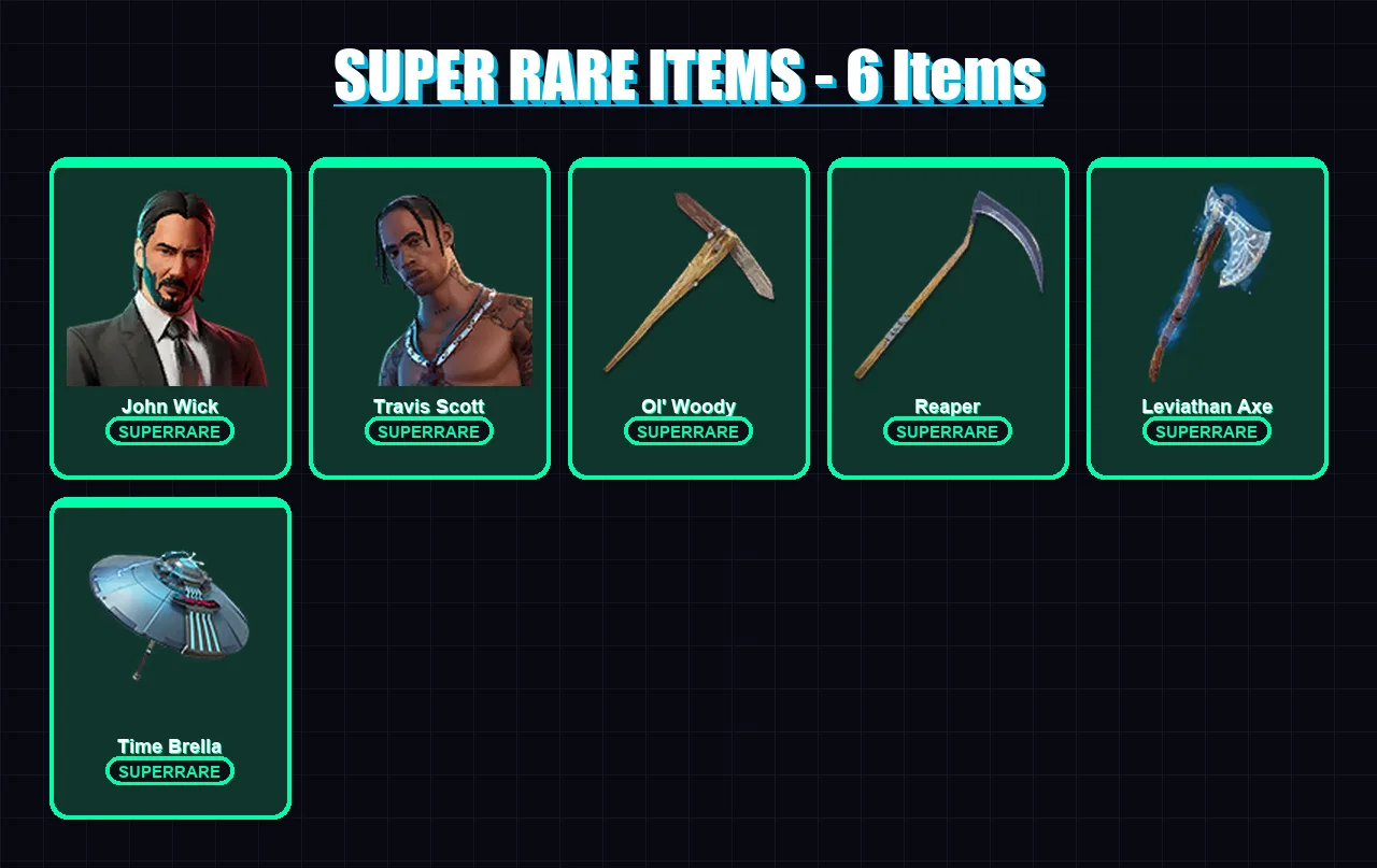 [PC/XBOX] | John Wick | Travis Scott | Torin | Spectra Knight | Kado Thorne | 194 skin | 209 pickaxe | 186 emote | 154 glider | Lv3070