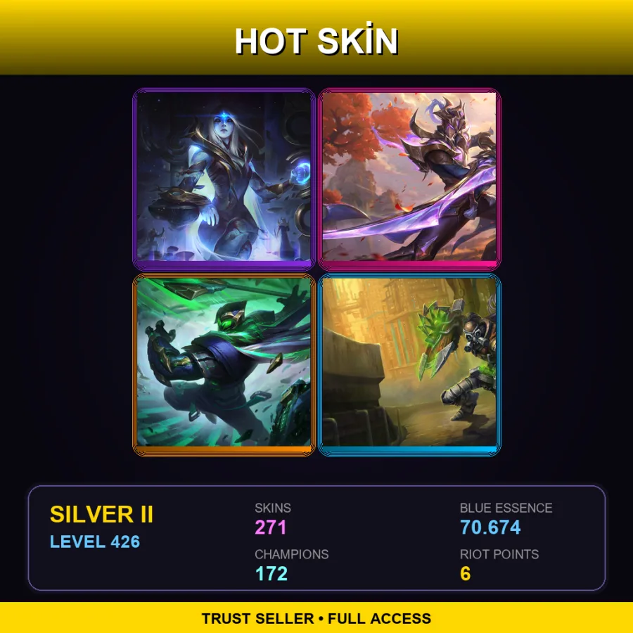 LAS | Lv426 | Silver II | 271 Skin | 172 Champ — LoL account
