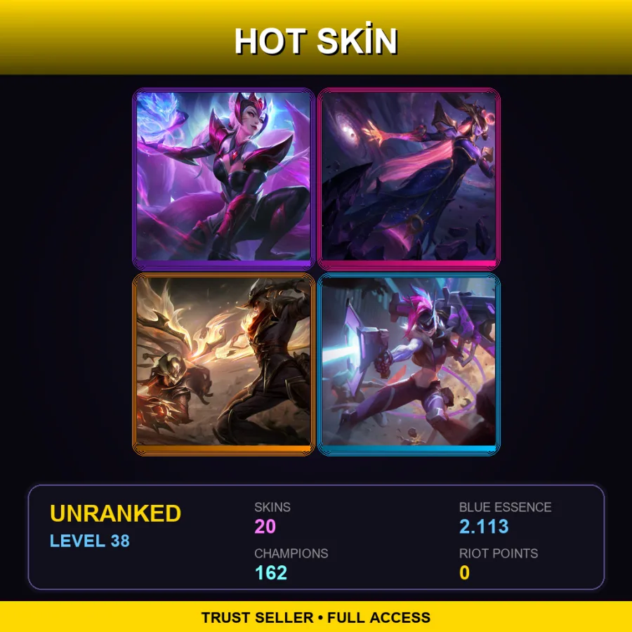 SG | Lv38 | Unranked | 20 Skin | 162 Champ