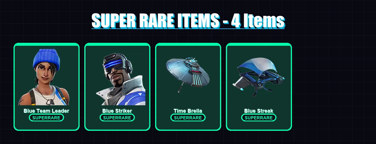 [PS4/PS5/XBOX/PC] | Blue Team Leader | Blue Striker | Spectra Knight | Kado Thorne | Zeus | 89 skin | 134 pickaxe | 95 emote | 97 glider | Lv1301