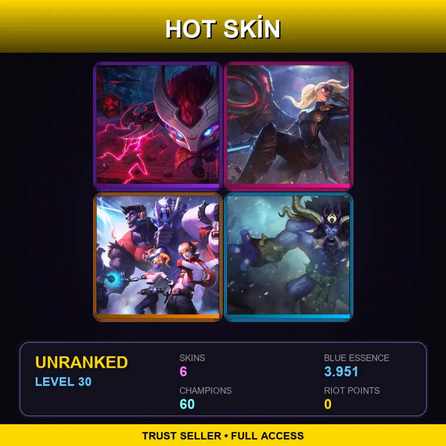 EUNE | Lv30 | Unranked | 6 Skin | 60 Champ
