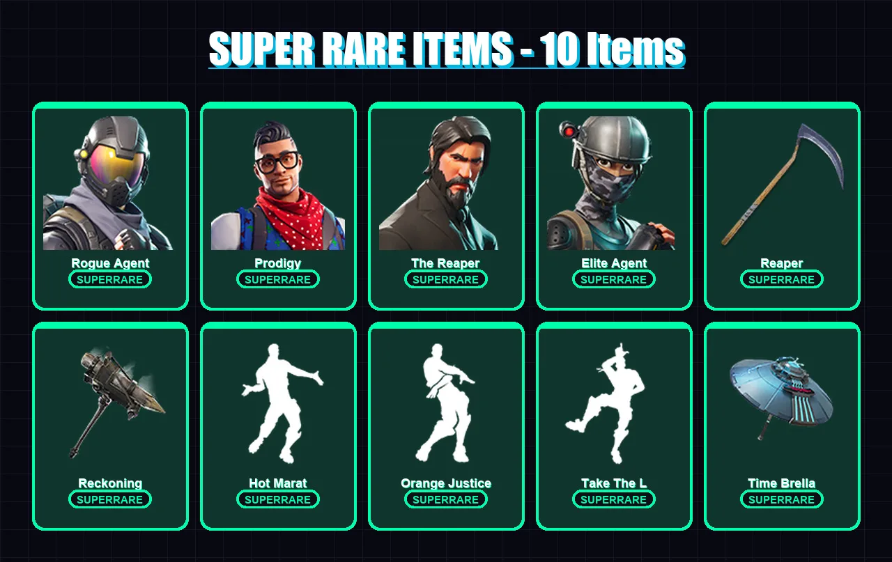 [PS4/PS5/XBOX/PC] | Rogue Agent | Prodigy | The Reaper | Elite Agent | Zenith | 58 skin | 54 pickaxe | 48 emote | 45 glider | Lv529