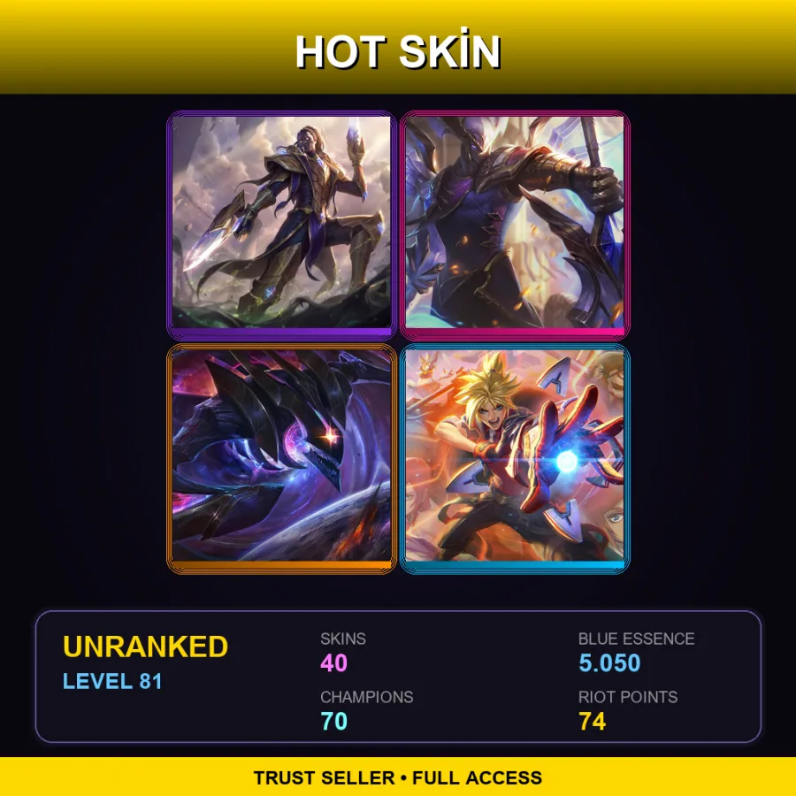 SG | Lv81 | Unranked | 40 Skin | 70 Champ — LoL account